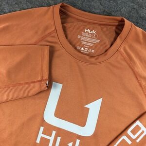 Huk Men's L Orange Long Sleeve Performance Fishing Shirt